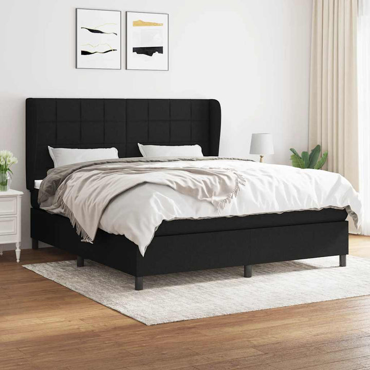 kontinentalseng med madras 180x200 cm stof sort