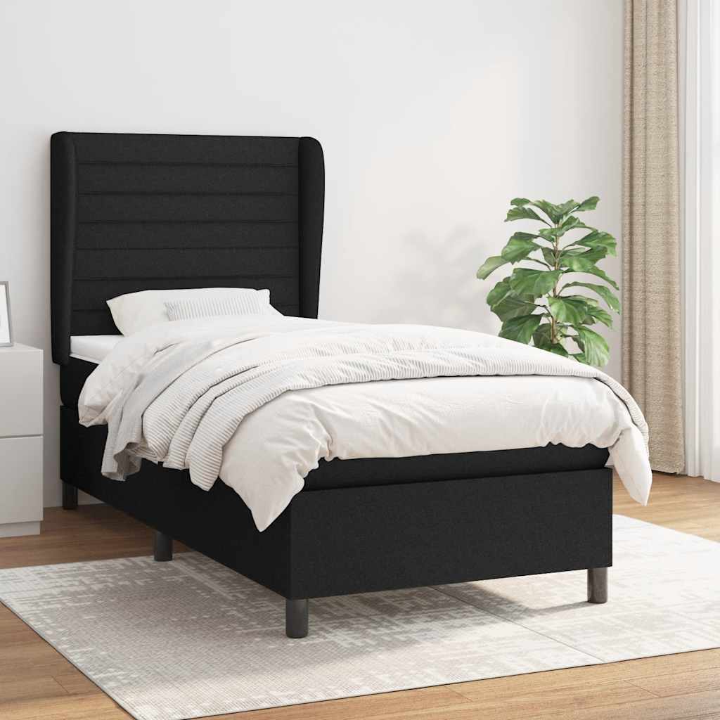 kontinentalseng med madras 90x190 cm stof sort