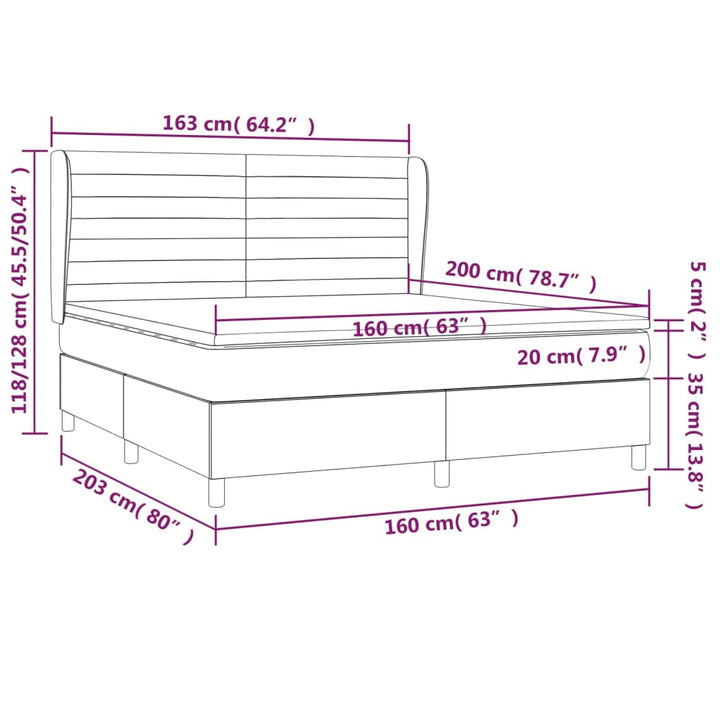 kontinentalseng med madras 160x200 cm stof sort