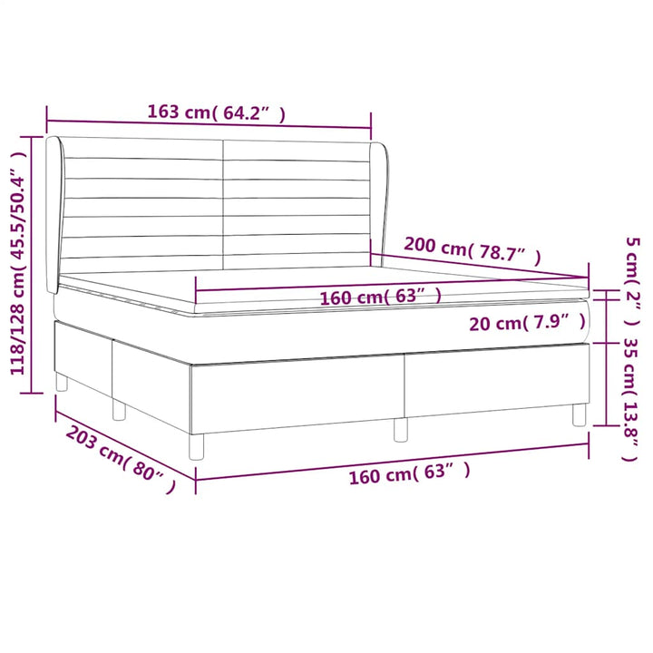 kontinentalseng med madras 160x200 cm stof sort