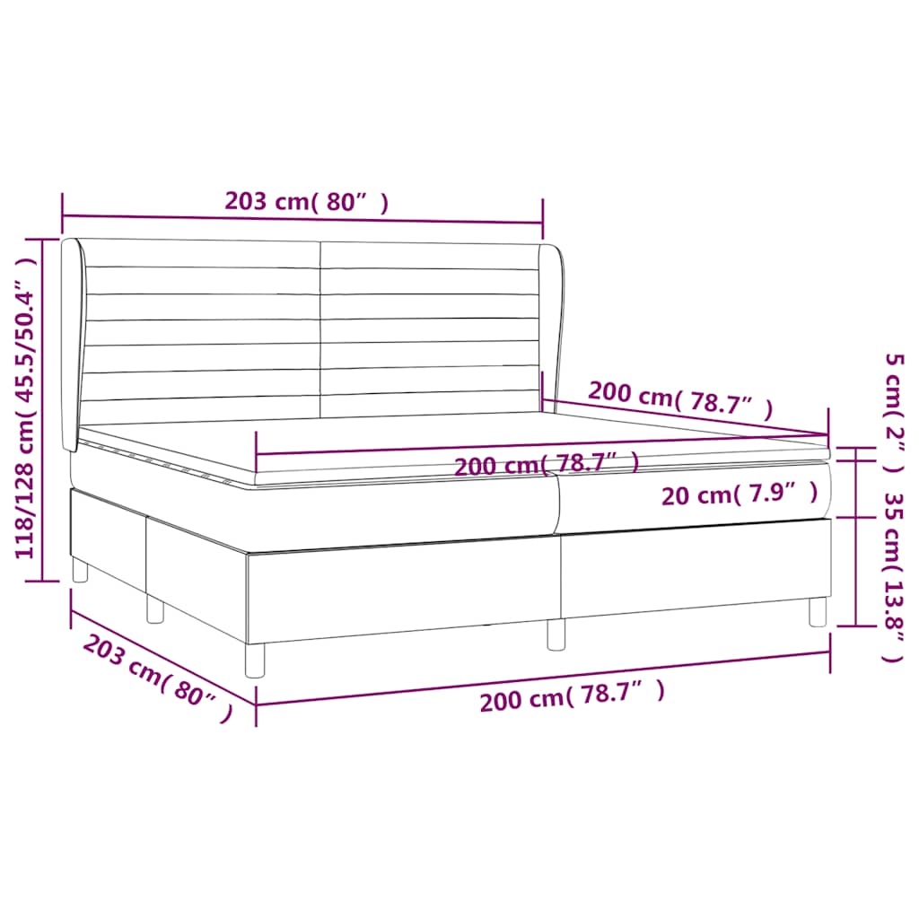 kontinentalseng med madras 200x200 cm stof sort