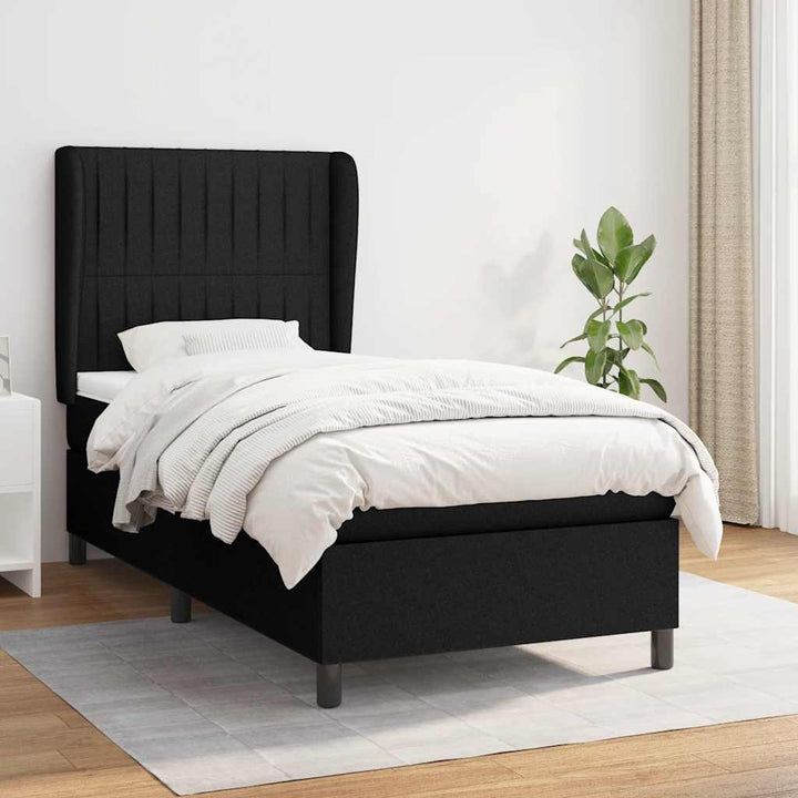 kontinentalseng med madras 80x200 cm stof sort