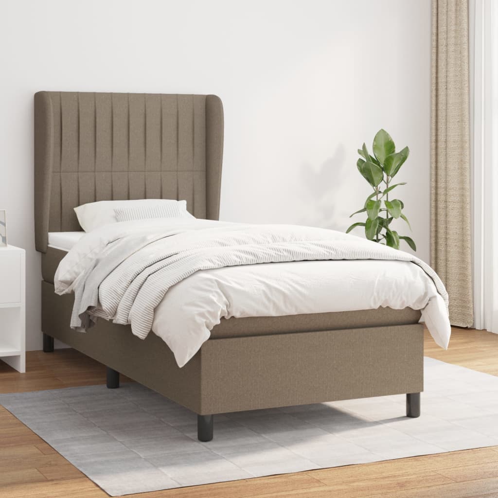 kontinentalseng med madras 90x190 cm stof gråbrun