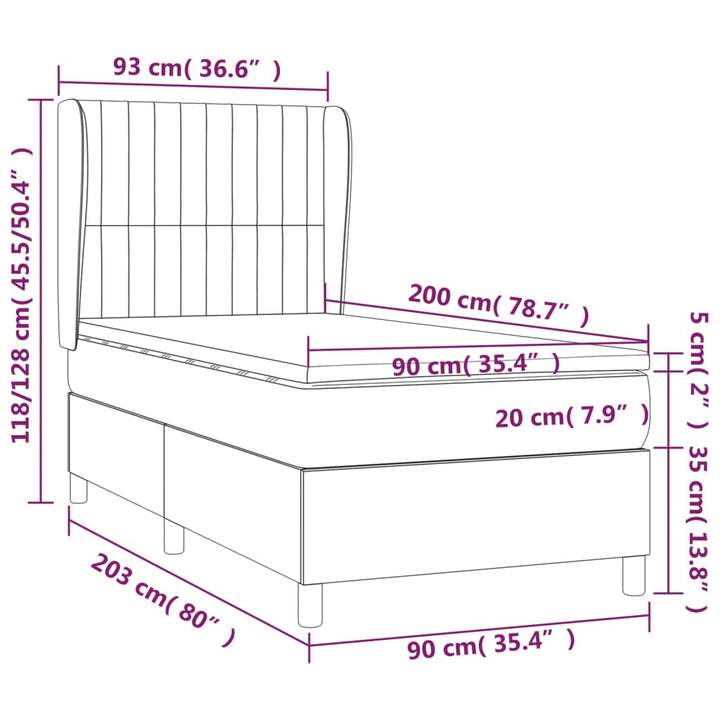 kontinentalseng med madras 90x200 cm stof gråbrun