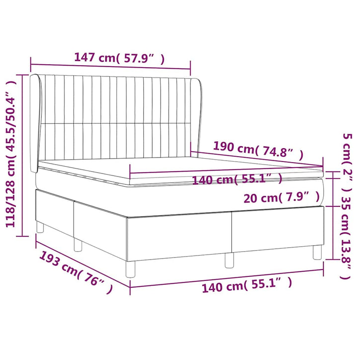 kontinentalseng med madras 140x190 cm stof sort