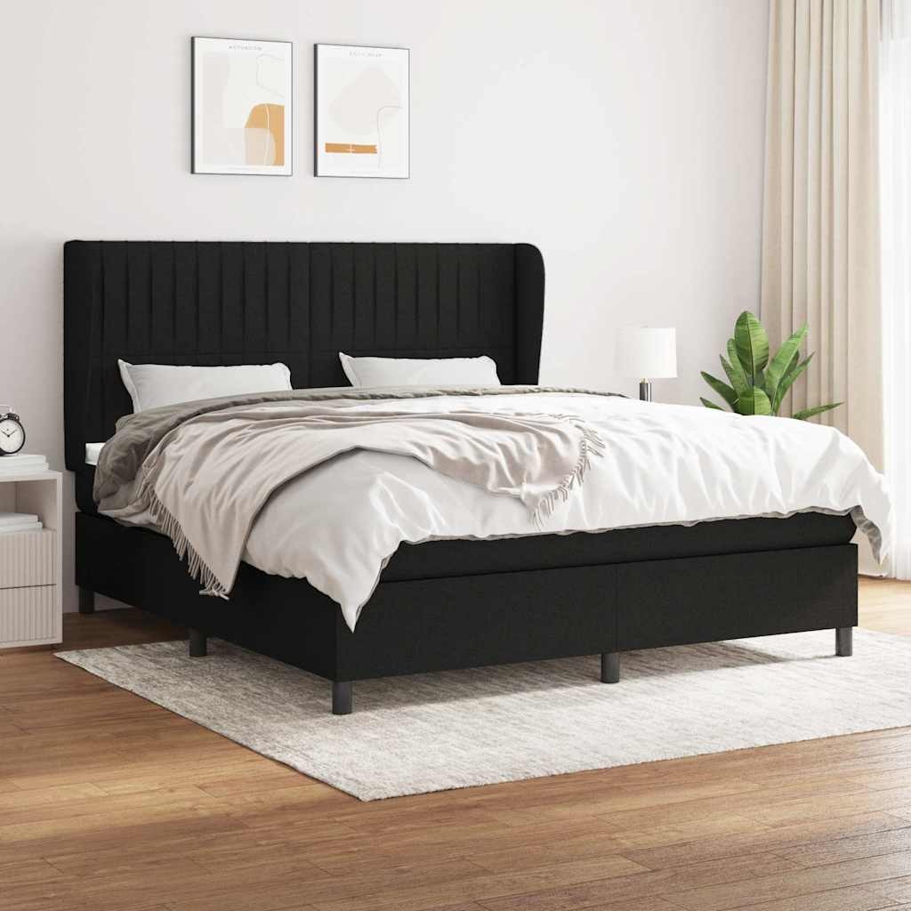 kontinentalseng med madras 180x200 cm stof sort