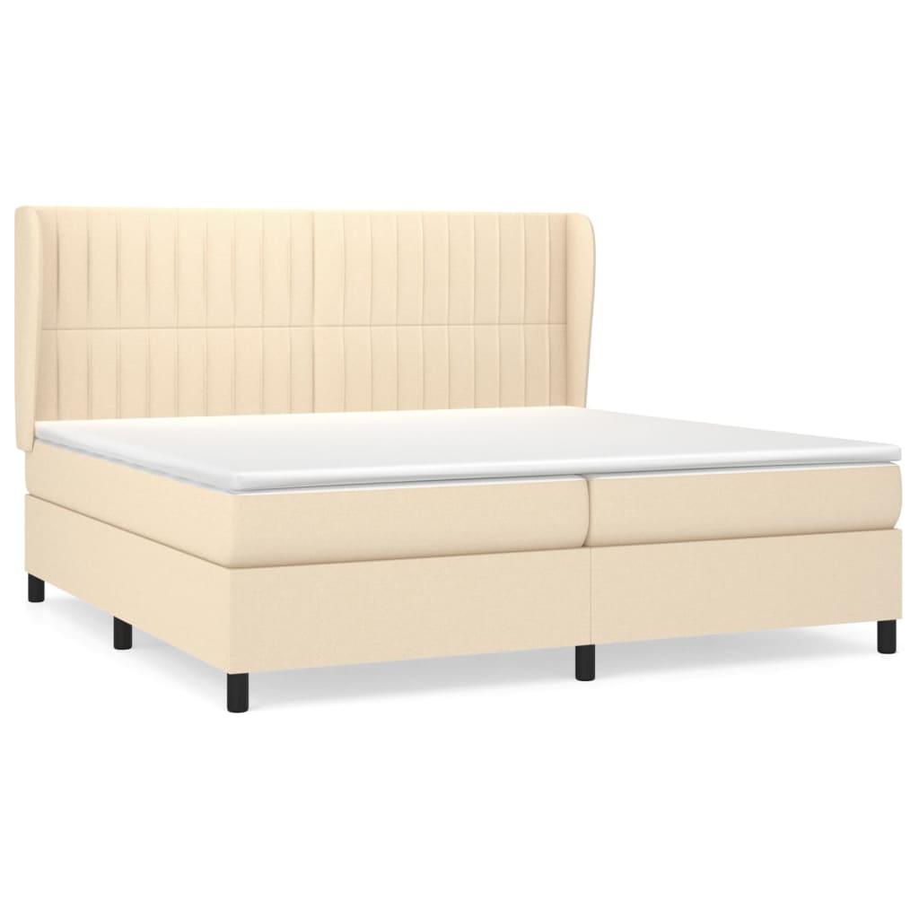 kontinentalseng med madras 200x200 cm stof cremefarvet