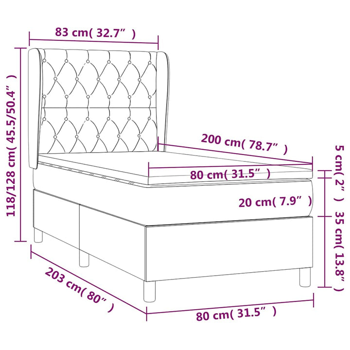 kontinentalseng med madras 80x200 cm stof sort