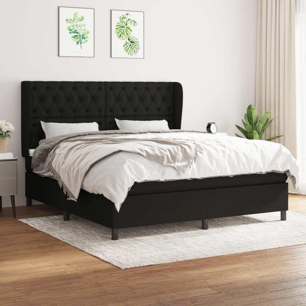 kontinentalseng med madras 160x200 cm stof sort