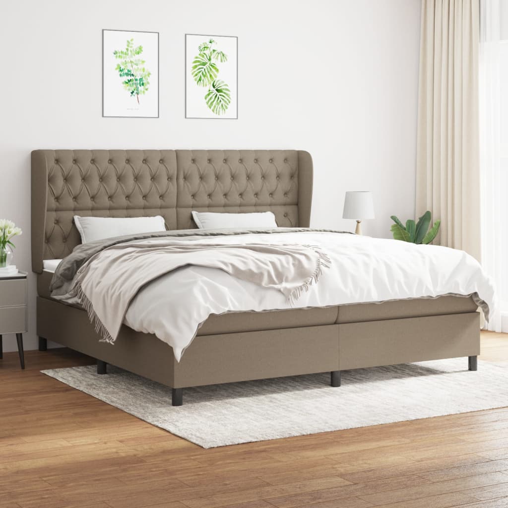 kontinentalseng med madras 200x200 cm stof gråbrun