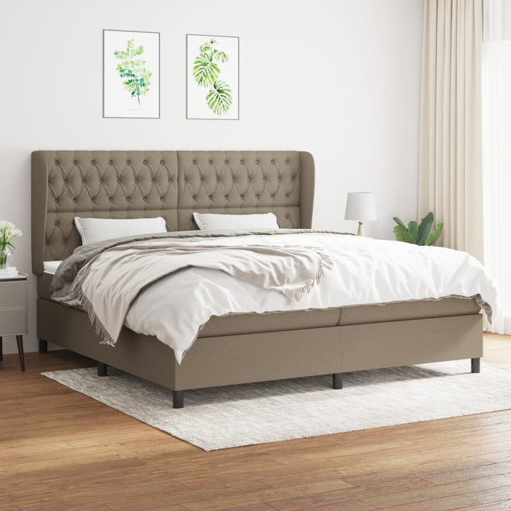 kontinentalseng med madras 200x200 cm stof gråbrun
