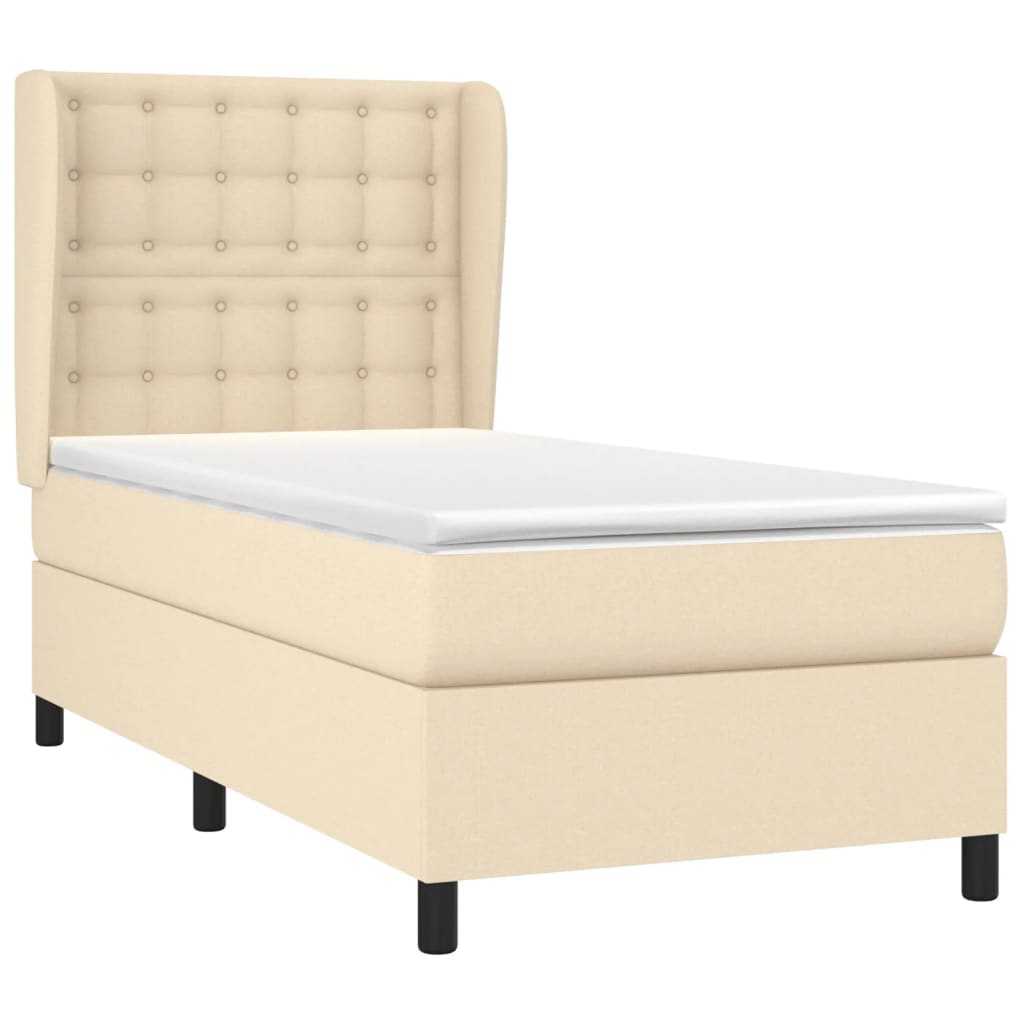 kontinentalseng med madras 90x190 cm stof cremefarvet
