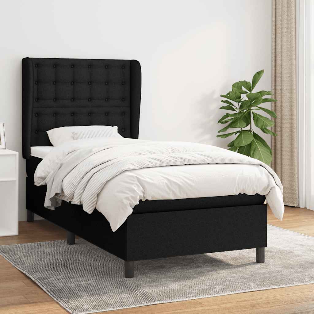 kontinentalseng med madras 90x200 cm stof sort