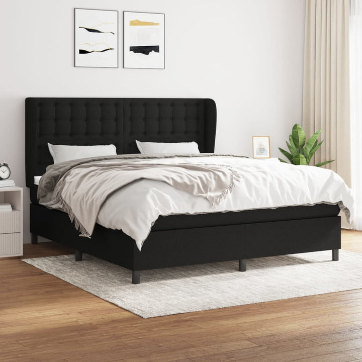 kontinentalseng med madras 160x200 cm stof sort