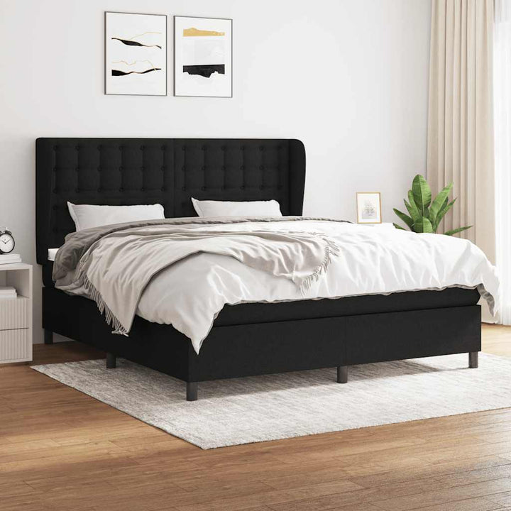 kontinentalseng med madras 160x200 cm stof sort