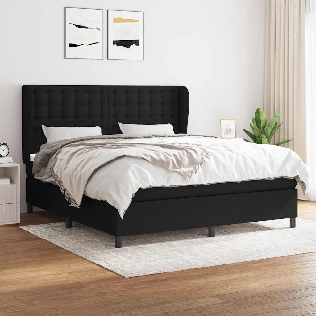 kontinentalseng med madras 180x200 cm stof sort