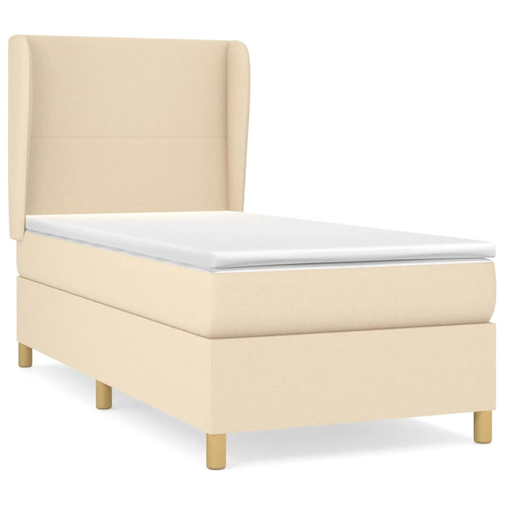 kontinentalseng med madras 90x190 cm stof cremefarvet