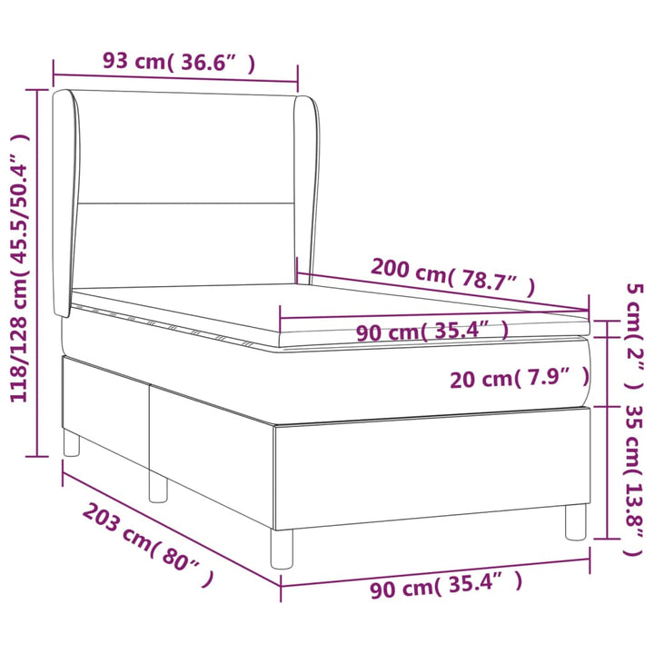 kontinentalseng med madras 90x200 cm stof mørkebrun