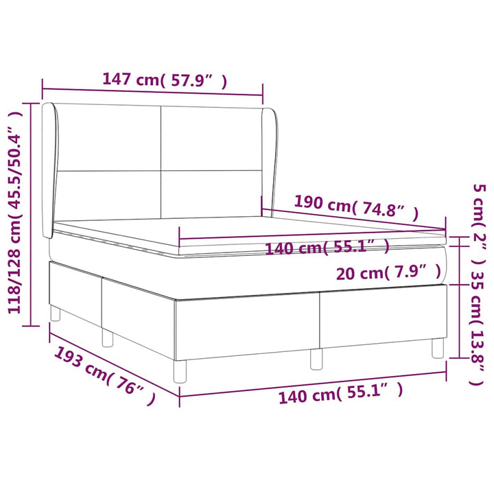 kontinentalseng med madras 140x190 cm stof sort