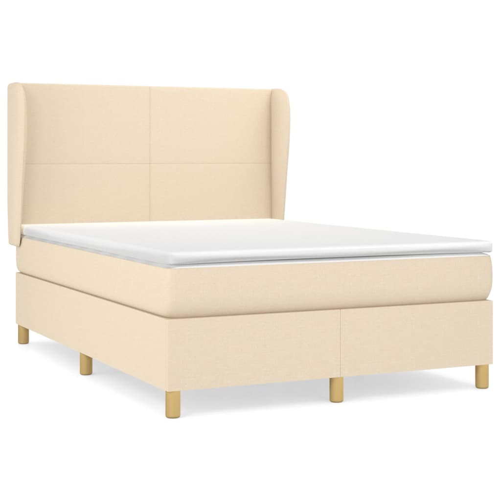 kontinentalseng med madras 140x190 cm stof cremefarvet