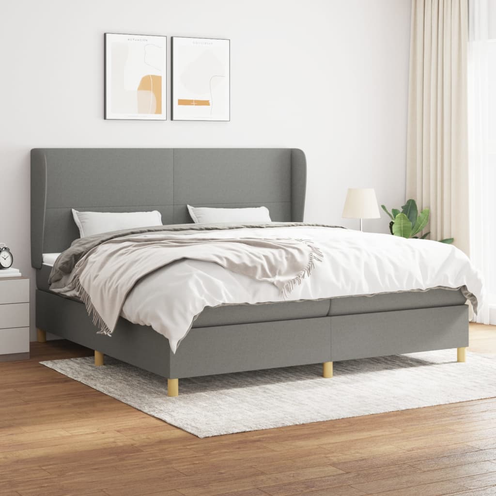 kontinentalseng med madras 200x200 cm stof mørkegrå