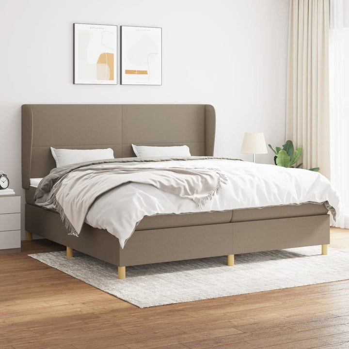kontinentalseng med madras 200x200 cm stof gråbrun