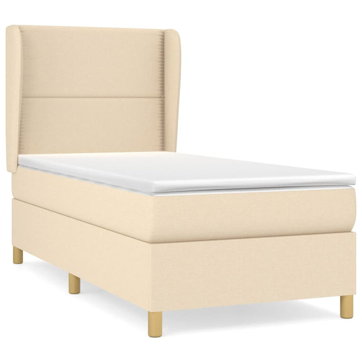 kontinentalseng med madras 90x190 cm stof cremefarvet