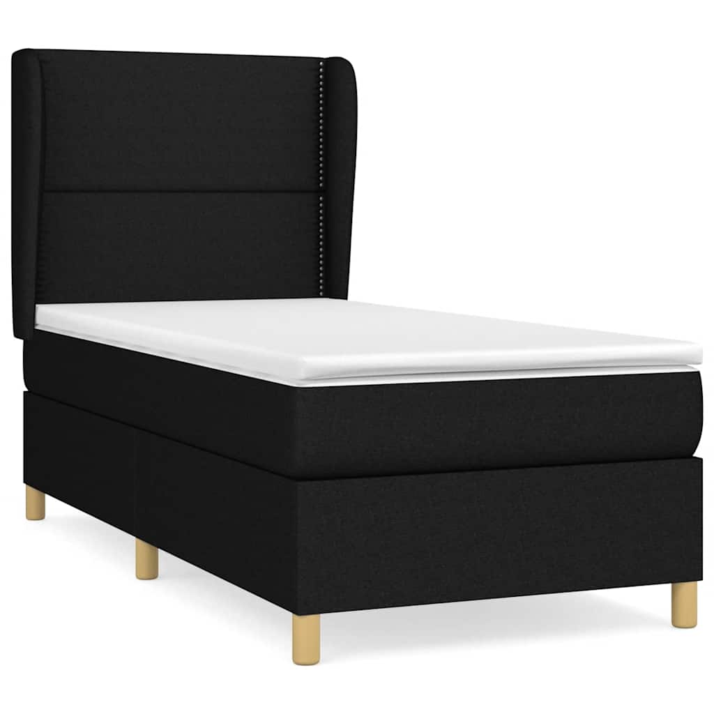 kontinentalseng med madras 90x200 cm stof sort