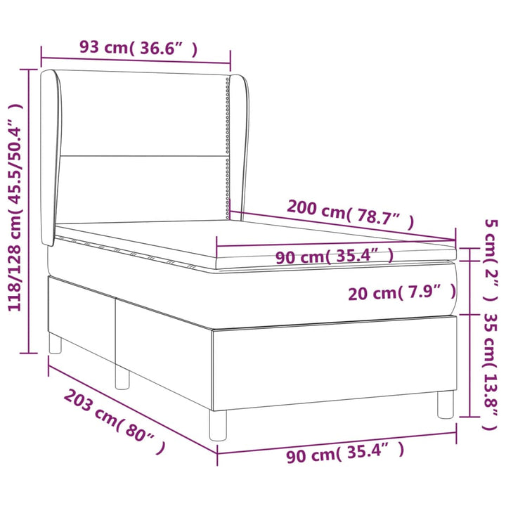 kontinentalseng med madras 90x200 cm stof gråbrun
