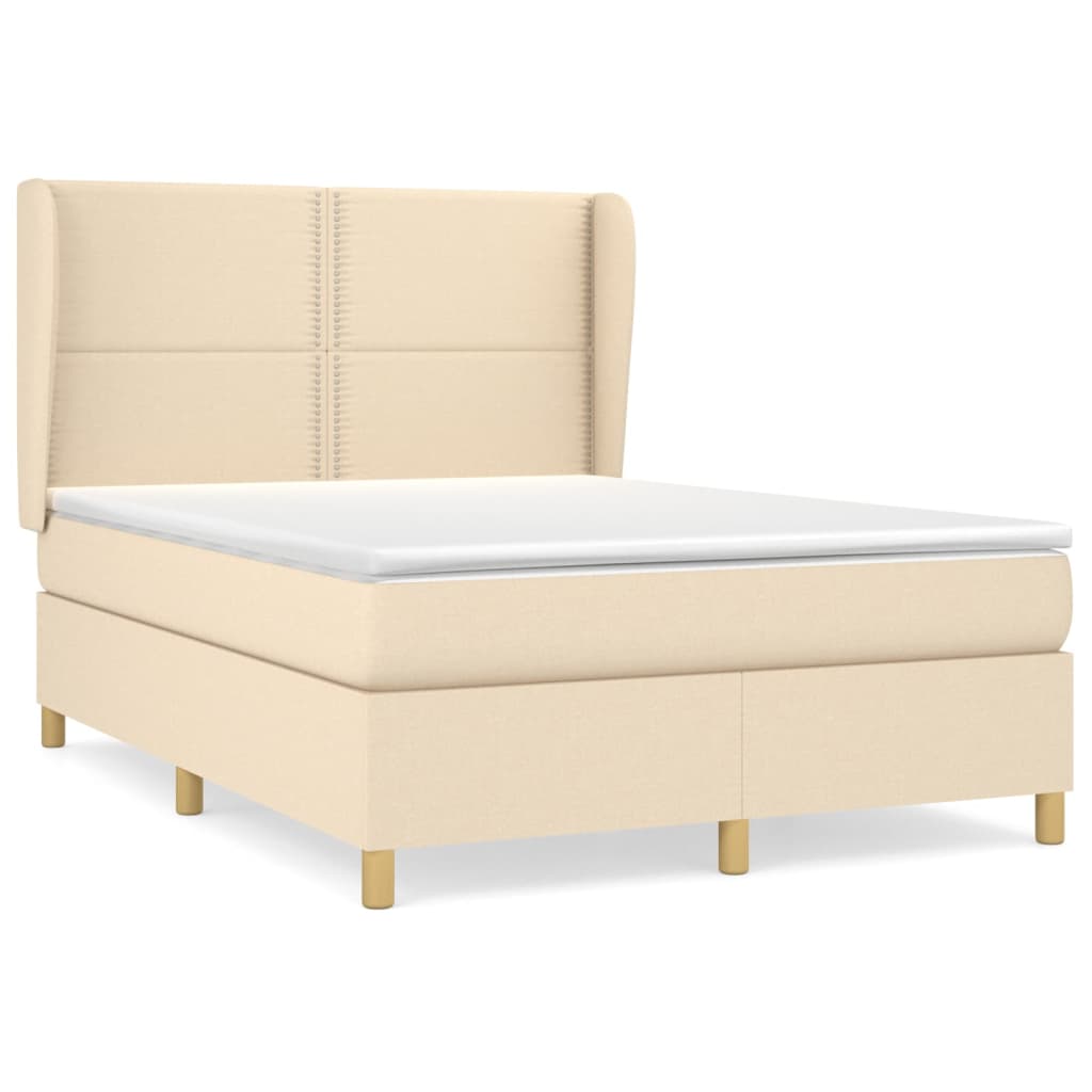 kontinentalseng med madras 140x190 cm stof cremefarvet