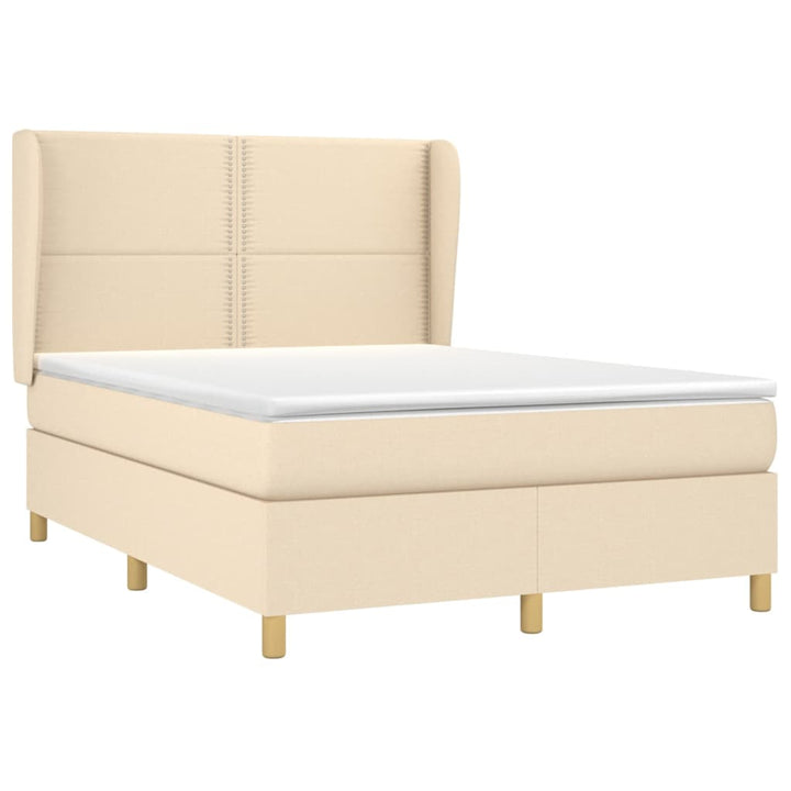 kontinentalseng med madras 140x190 cm stof cremefarvet