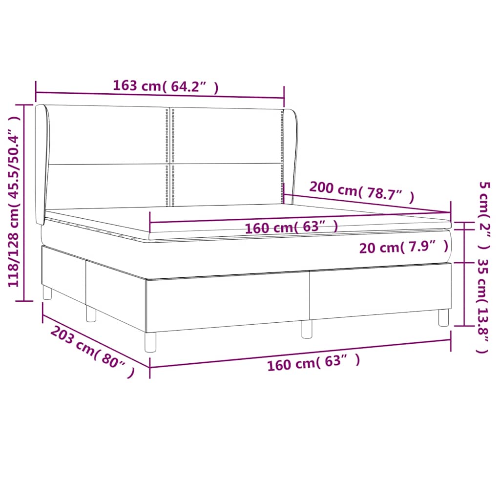 kontinentalseng med madras 160x200 cm stof sort
