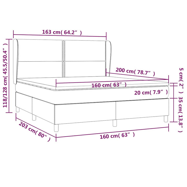 kontinentalseng med madras 160x200 cm stof sort