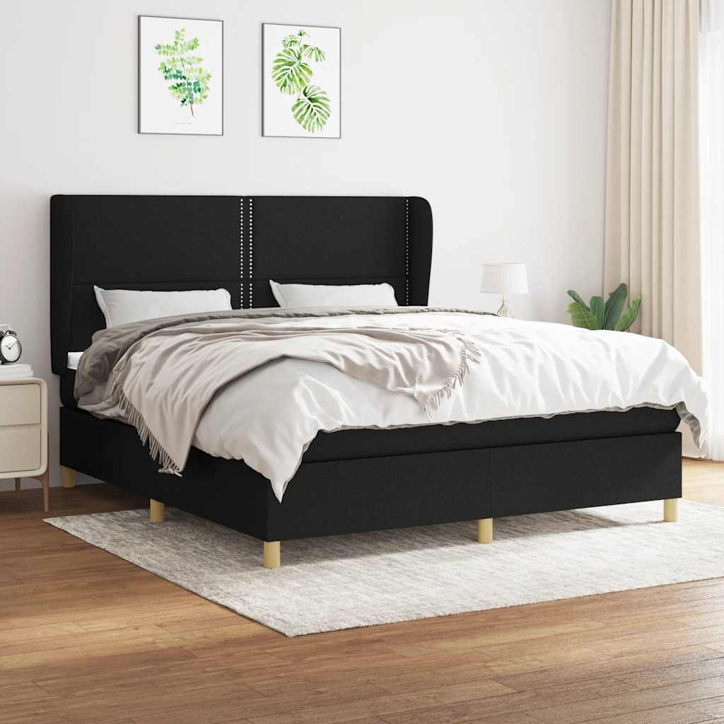 kontinentalseng med madras 160x200 cm stof sort