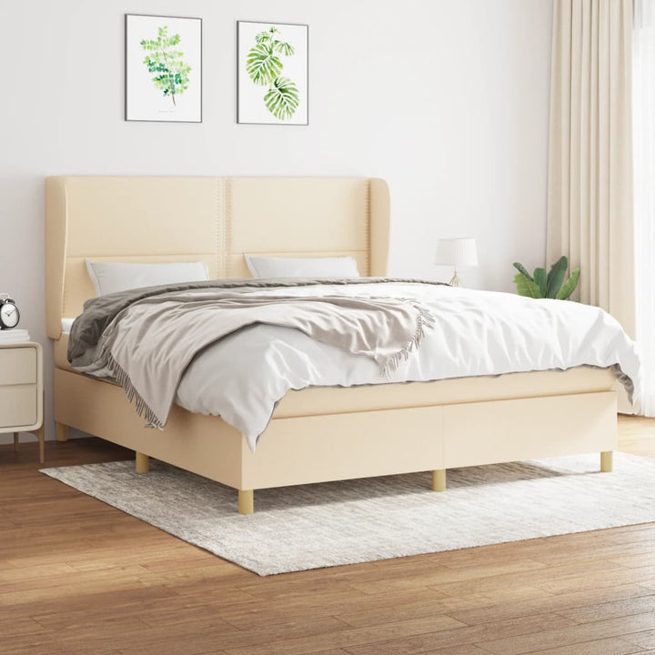kontinentalseng med madras 180x200 cm stof cremefarvet