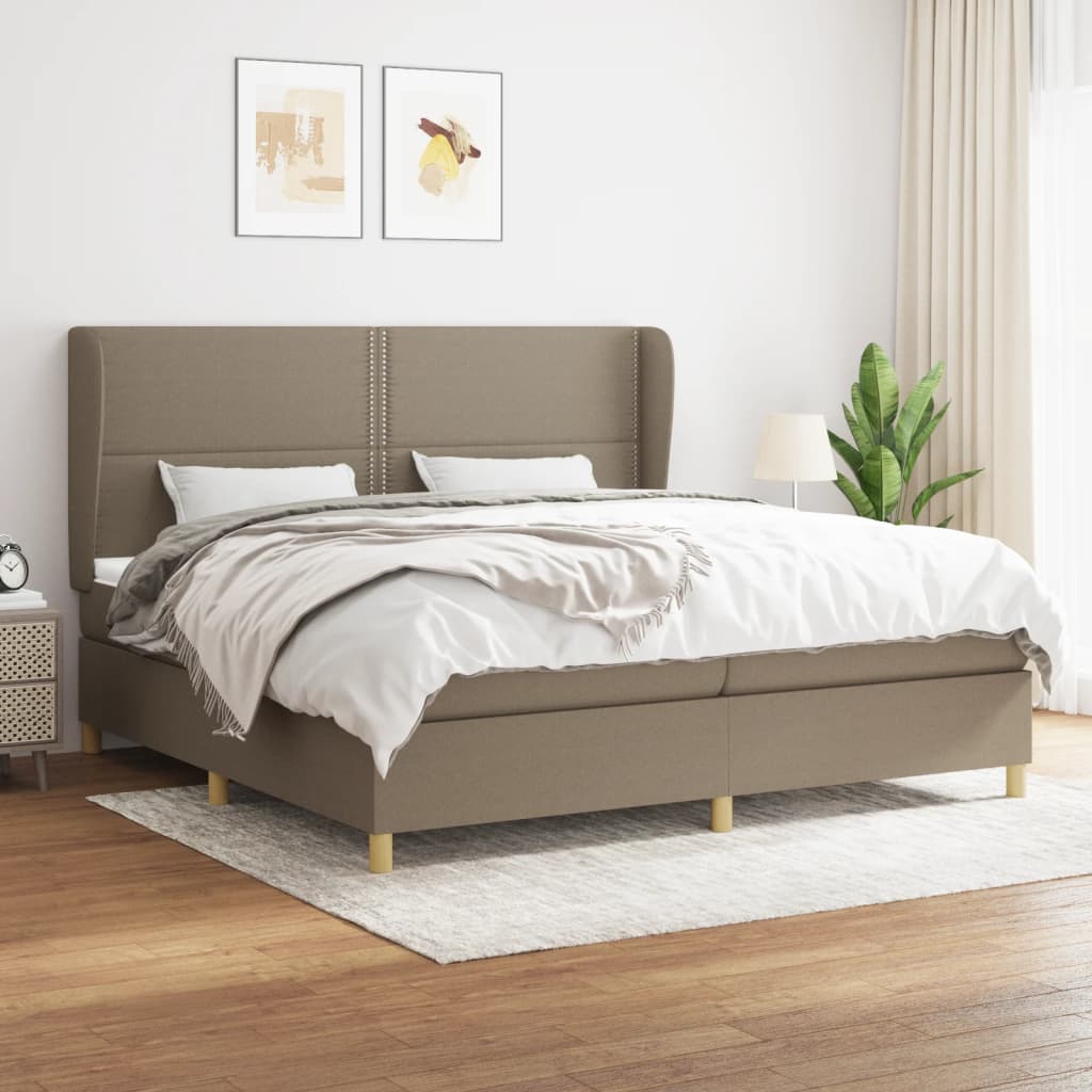 kontinentalseng med madras 200x200 cm stof gråbrun