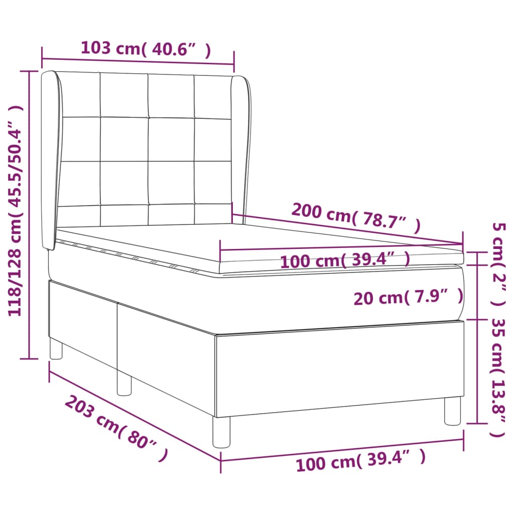 kontinentalseng med madras 100x200 cm stof gråbrun