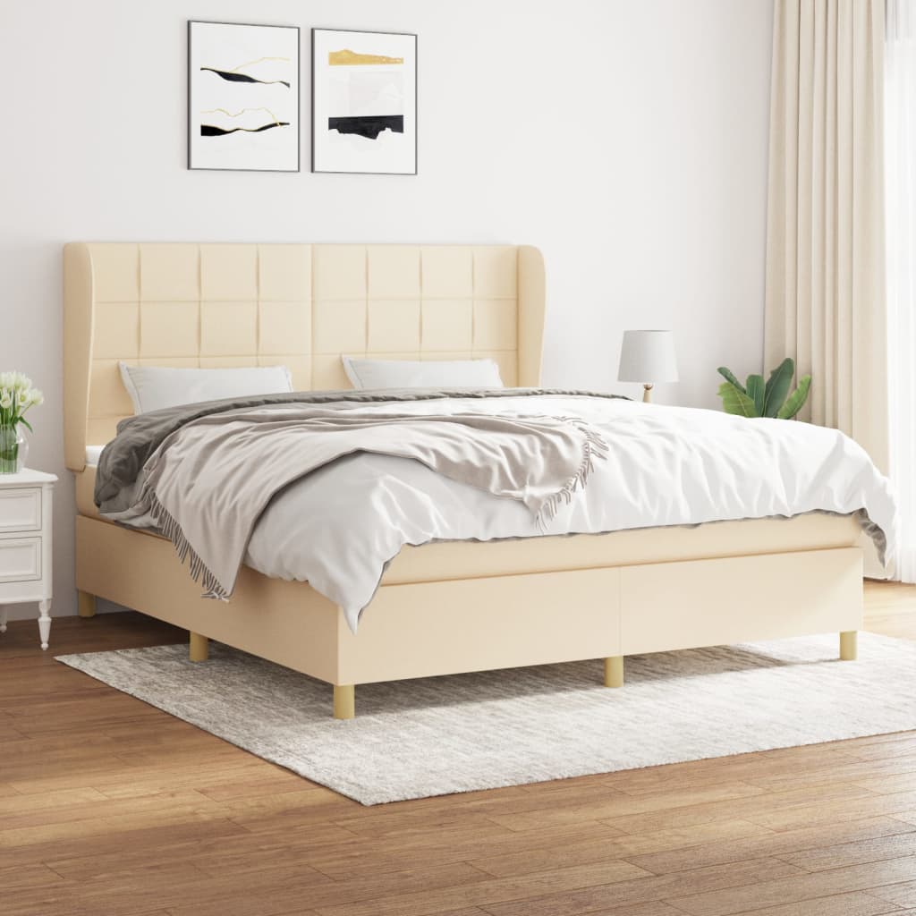 kontinentalseng med madras 160x200 cm stof cremefarvet