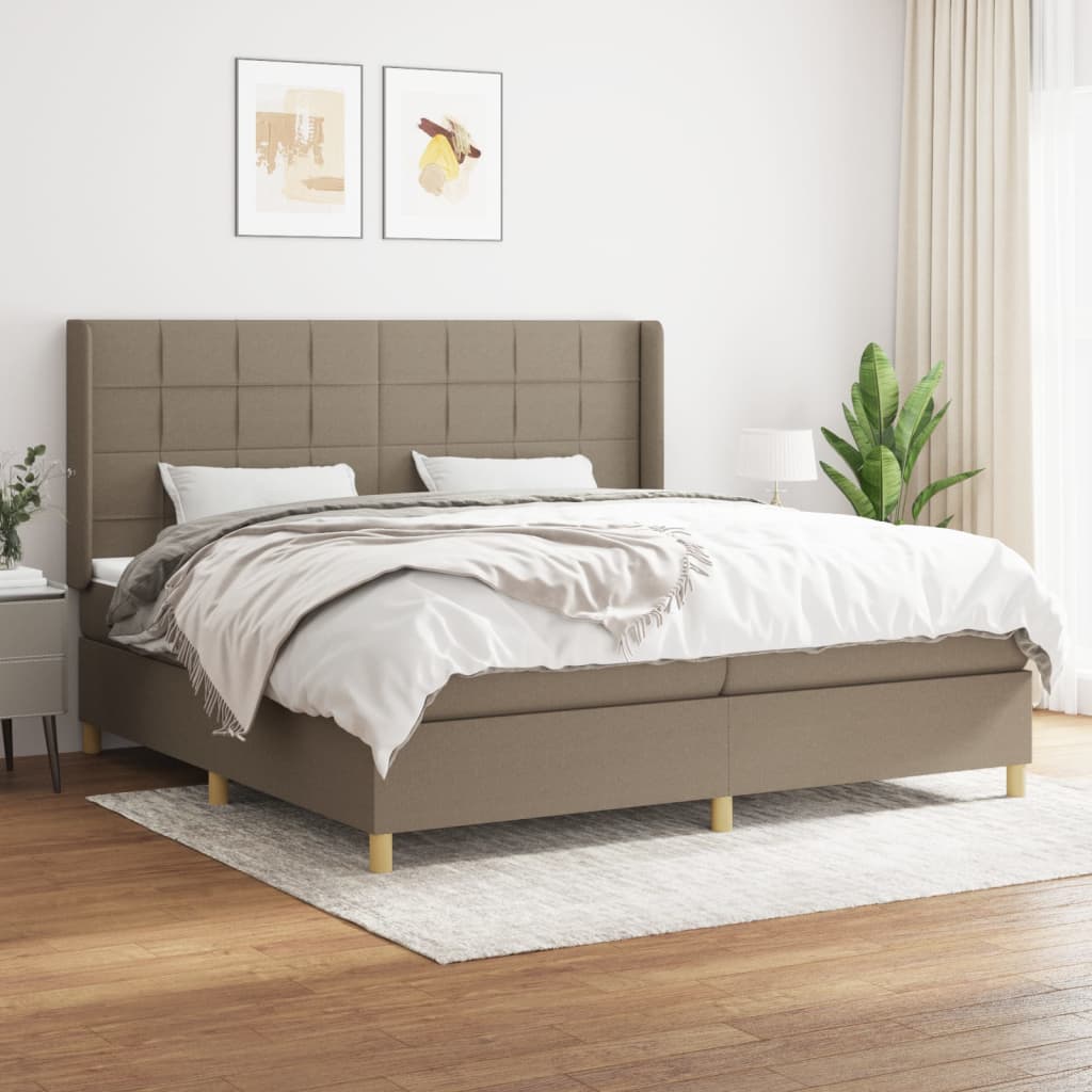 kontinentalseng med madras 200x200 cm stof gråbrun