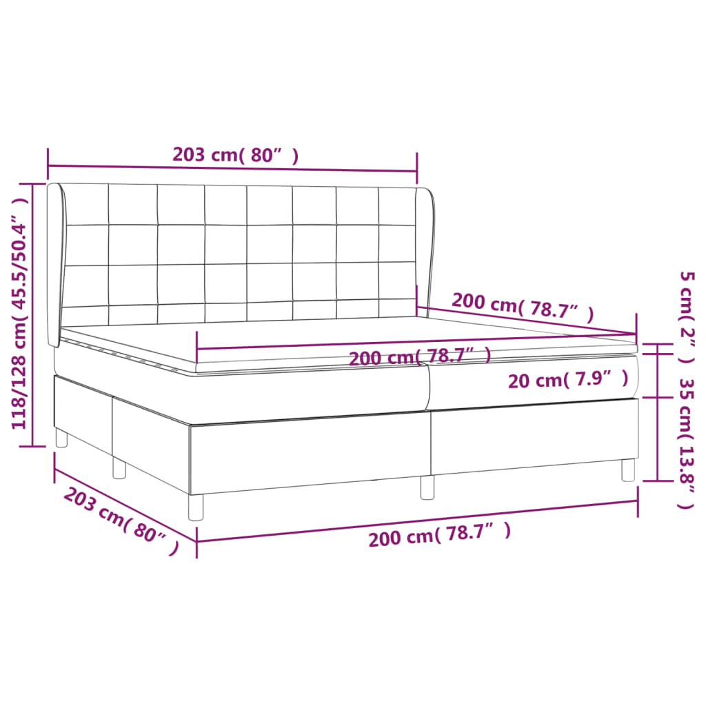 kontinentalseng med madras 200x200 cm stof blå