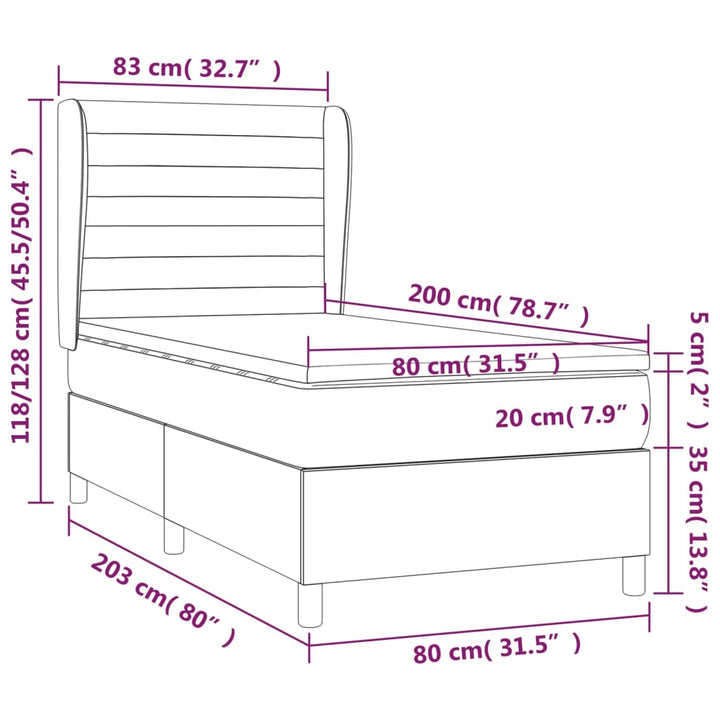 kontinentalseng med madras 80x200 cm stof gråbrun