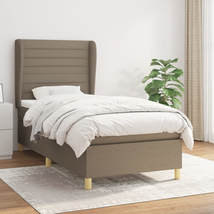 kontinentalseng med madras 90x190 cm stof gråbrun