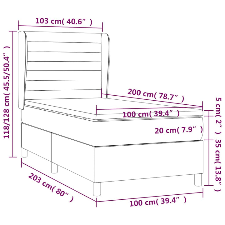 kontinentalseng med madras 100x200 cm stof sort