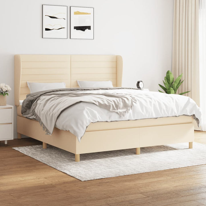 kontinentalseng med madras 160x200 cm stof cremefarvet