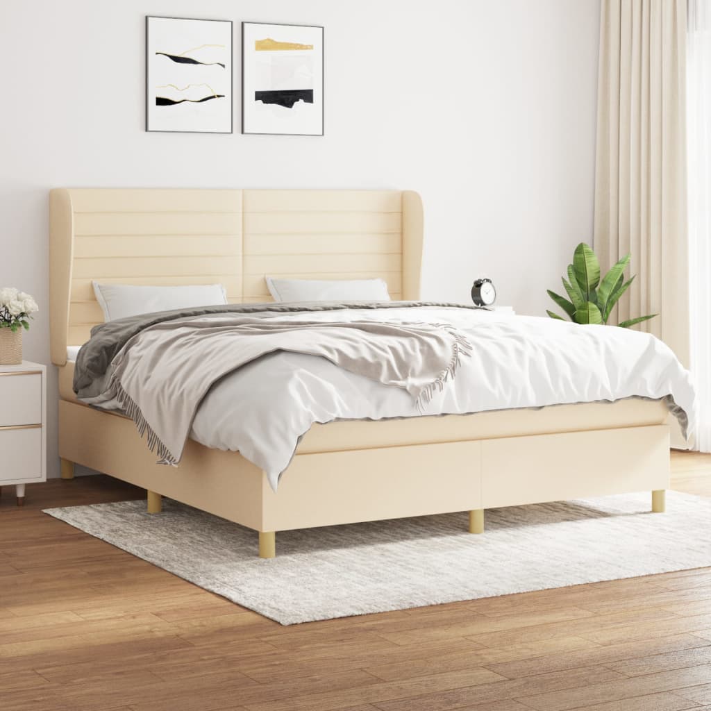 kontinentalseng med madras 180x200 cm stof cremefarvet