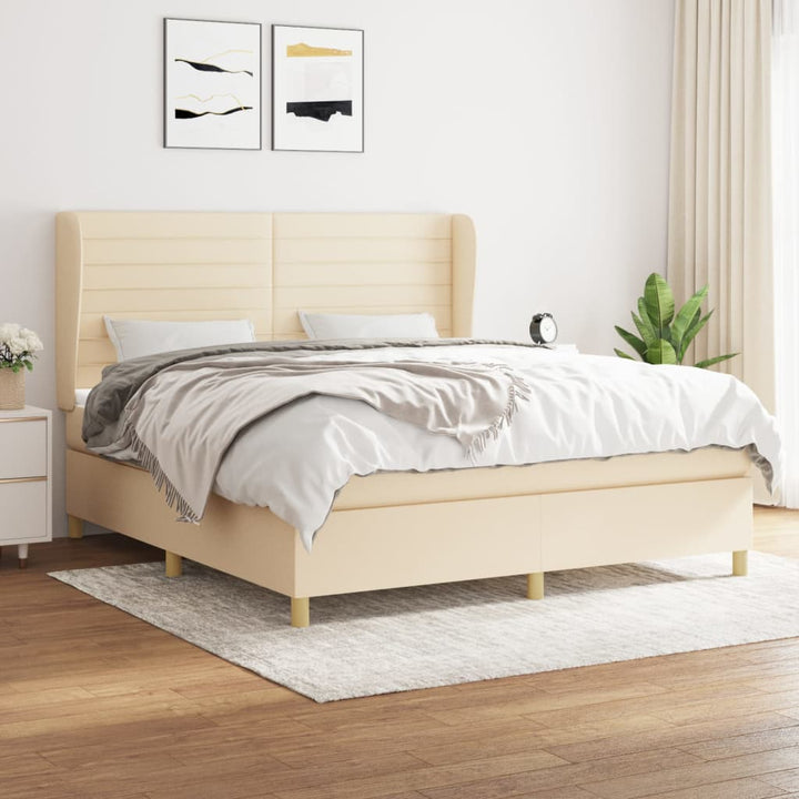 kontinentalseng med madras 180x200 cm stof cremefarvet