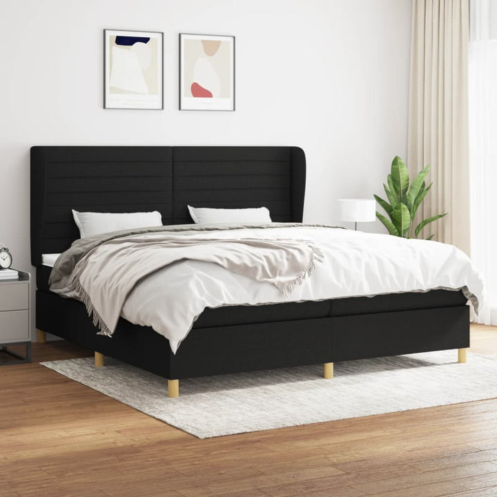 kontinentalseng med madras 200x200 cm stof sort
