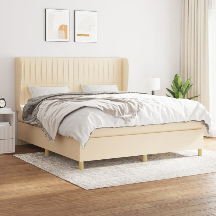 kontinentalseng med madras 160x200 cm stof cremefarvet