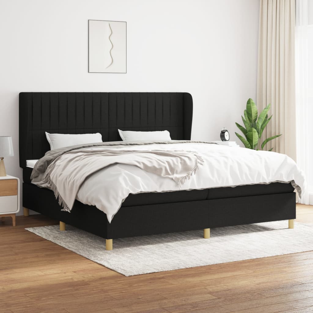 kontinentalseng med madras 200x200 cm stof sort