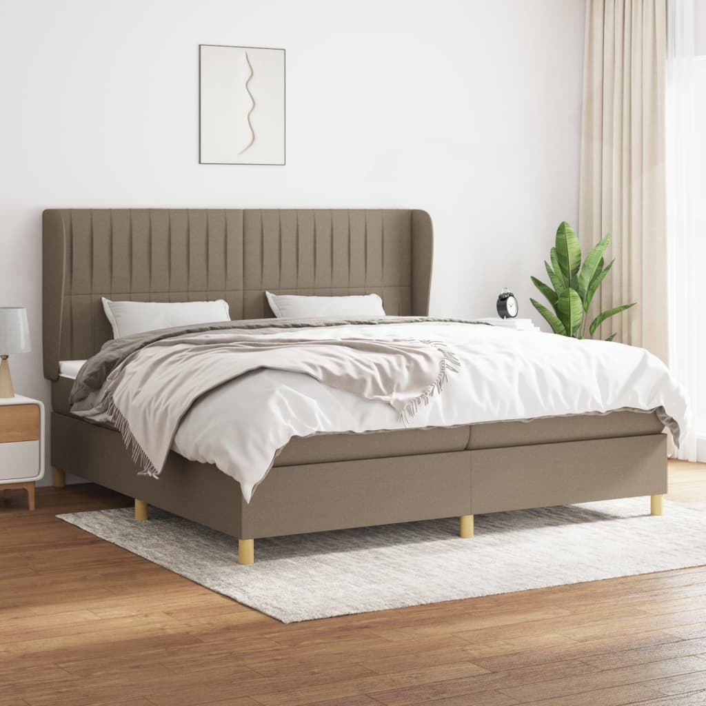 kontinentalseng med madras 200x200 cm stof gråbrun